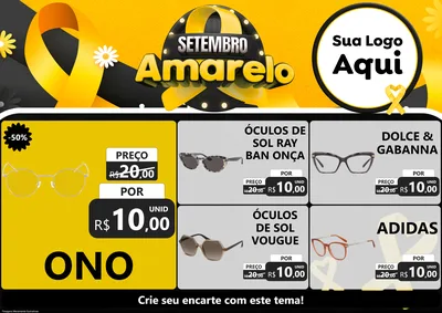 Modelo de Encarte para Encarte A4 Horizontal com o tema Setembro Amarelo para Óticas