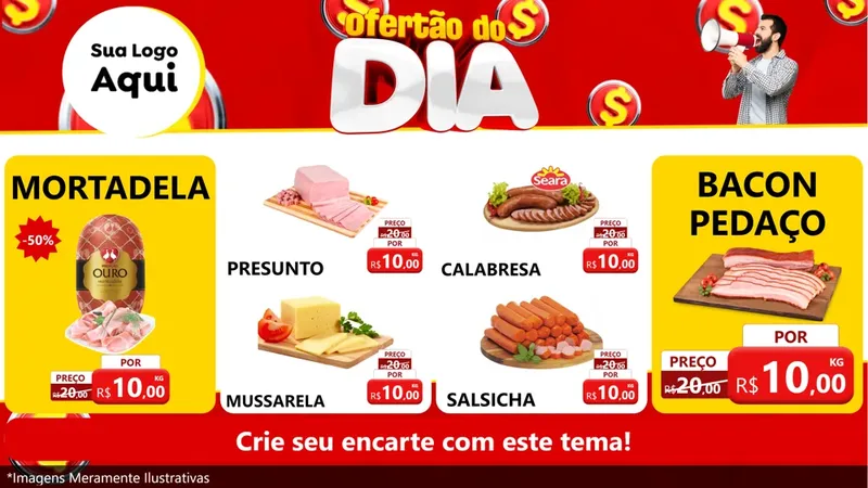 Modelo de TV para TV Horizontal com o tema Ofertão do dia para Frios e Laticínios