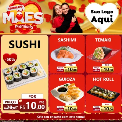 Modelo de Rede Social para Feed Facebook com o tema Semana das Mães Premiada para Comida japonesa