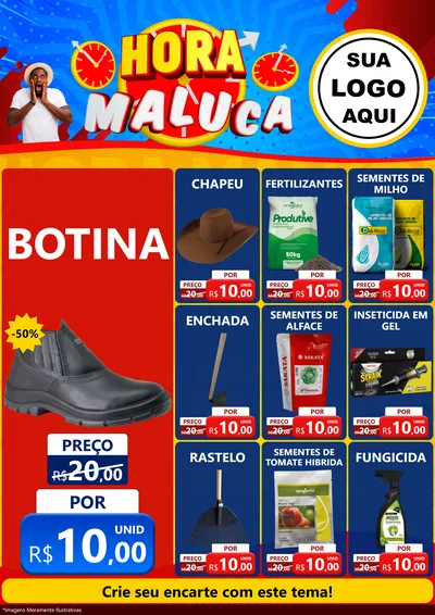 Modelo de Encarte para Encarte A4 Vertical com o tema Hora Maluca para Agropecuária