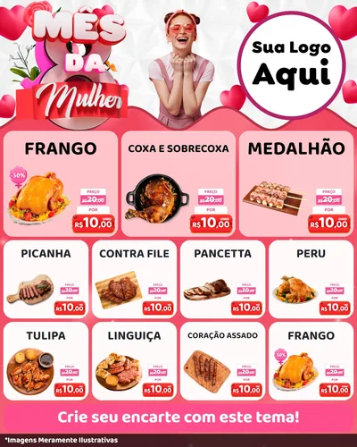 Modelo de Rede Social para Feed Instagram com o tema Mês da Mulher para Assados
