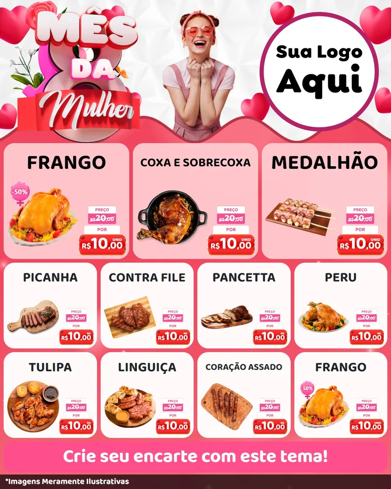 Modelo de Rede Social para Feed Instagram com o tema Mês da Mulher para Assados