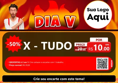 Modelo de Cartaz para Cartaz A4 Horizontal com o tema Dia V para Hamburgueria