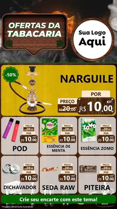 Modelo de Rede Social para Stories com o tema Ofertas da Tabacaria para Tabacaria