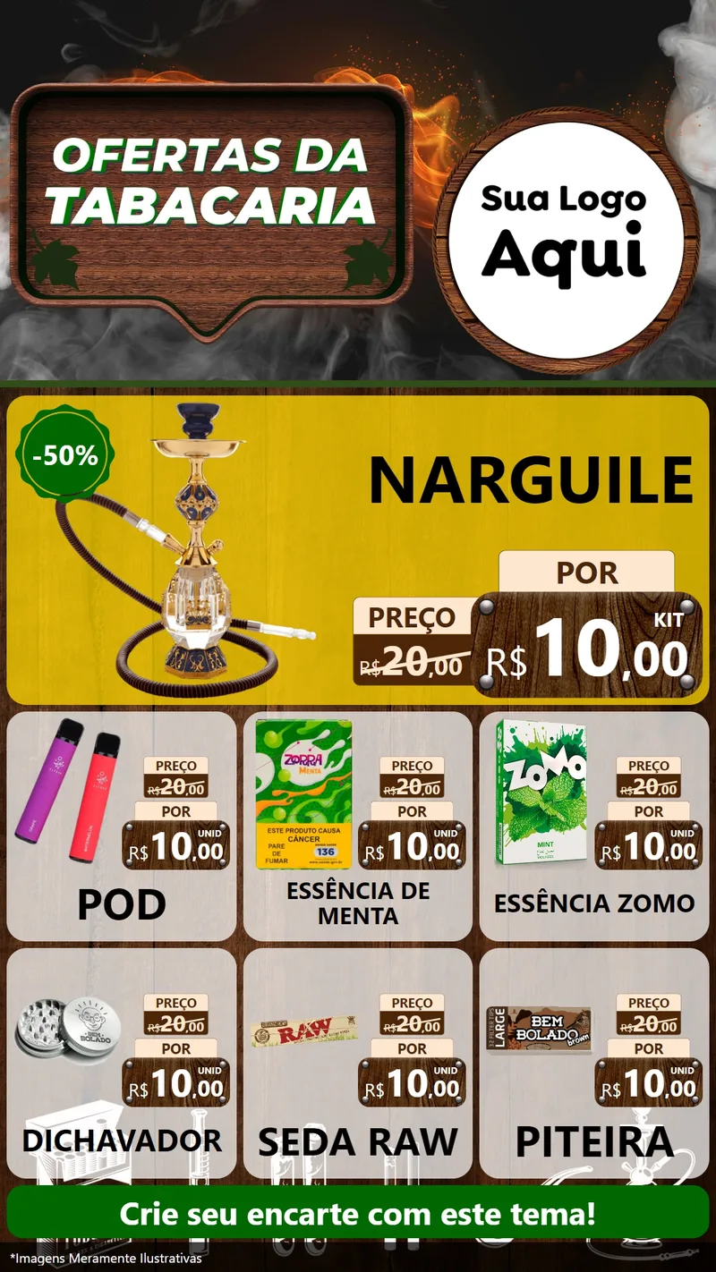 Modelo de Rede Social para Stories com o tema Ofertas da Tabacaria para Tabacaria