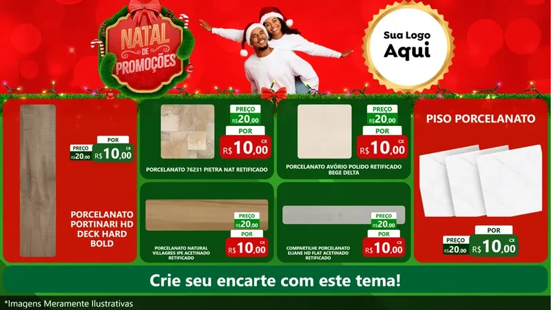 Modelo de TV para TV Horizontal com o tema Natal de Promoções para Pisos e revestimentos