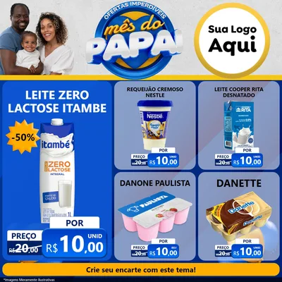 Modelo de Rede Social para Feed Facebook com o tema Ofertas Imperdíveis Mês Do Papai para Frios e Laticínios