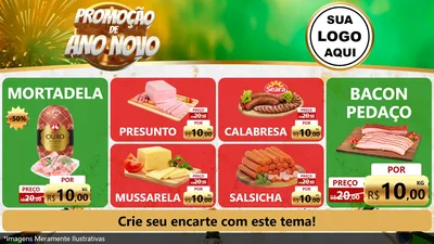 Modelo de TV para TV Horizontal com o tema Promoção de Ano Novo para Frios e Laticínios