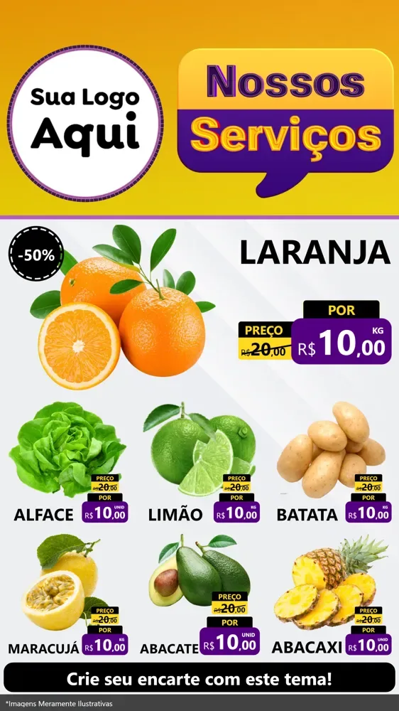 Modelo de Rede Social para Stories com o tema Nossos Serviços para Hortifrúti