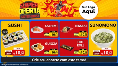 Modelo de TV para TV Horizontal com o tema Super Oferta Setembro para Comida japonesa