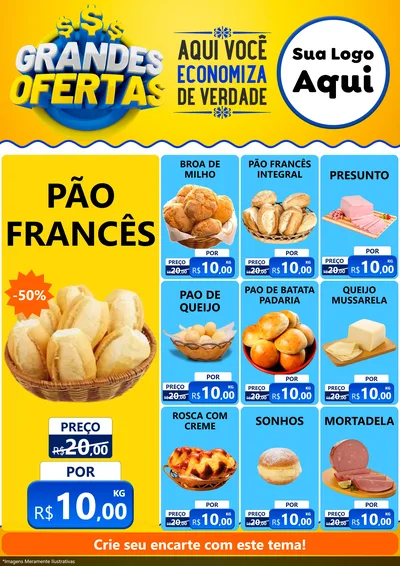 Modelo de Encarte para Encarte A4 Vertical com o tema Grandes Ofertas para Padaria