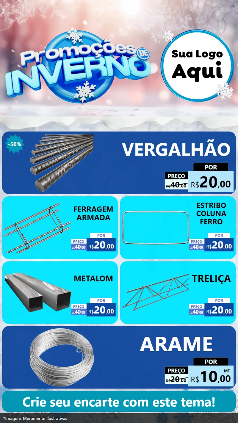 Modelo de TV para TV Vertical com o tema Promoções de Inverno para Ferragens