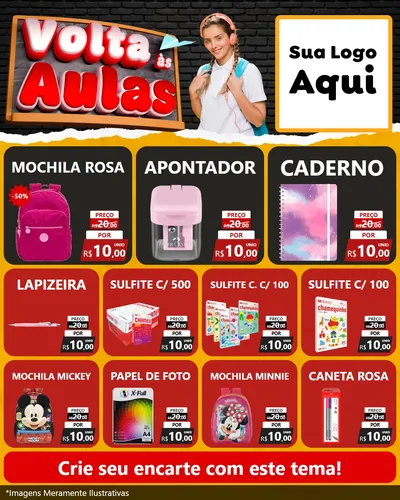 Modelo de Rede Social para Feed Instagram com o tema Volta Às Aulas para Papelaria
