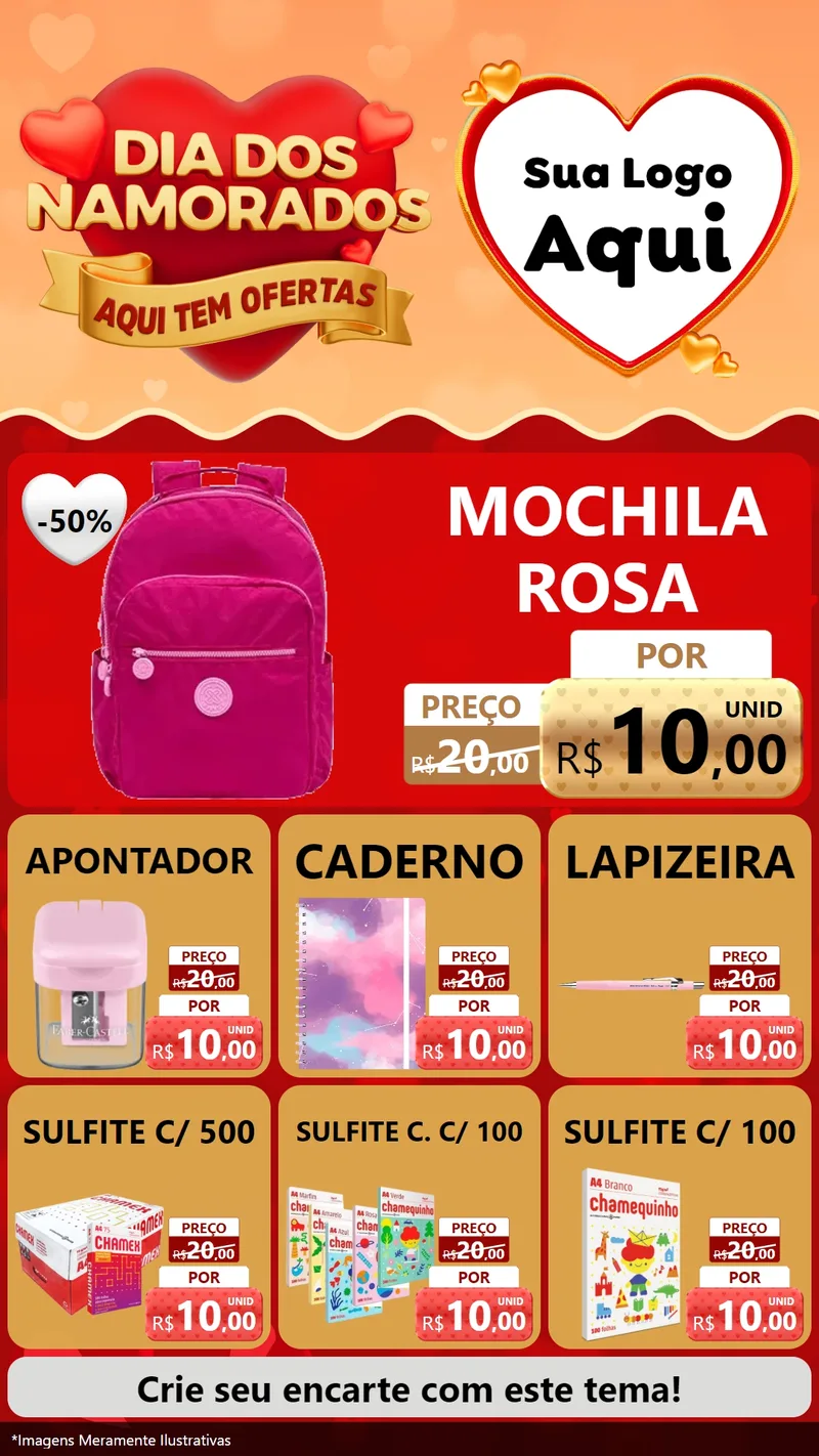 Modelo de Rede Social para Stories com o tema Dia dos Namorados - Aqui Tem Ofertas para Papelaria