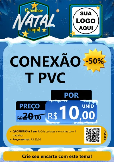 Modelo de Cartaz para Cartaz A4 Vertical com o tema O Melhor Natal É Aqui! para Tubos e conexões