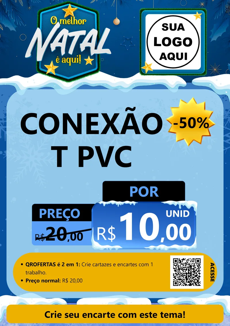 Modelo de Cartaz para Cartaz A4 Vertical com o tema O Melhor Natal É Aqui! para Tubos e conexões