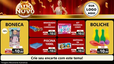 Modelo de TV para TV Horizontal com o tema Super Ano Novo para Brinquedos