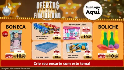 Modelo de TV para TV Horizontal com o tema Ofertas de Fim de Ano para Brinquedos