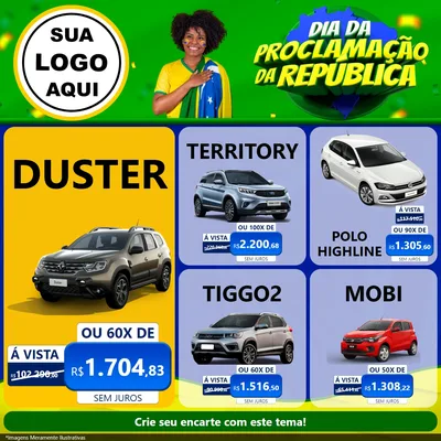 Modelo de Rede Social para Feed Facebook com o tema Dia Da Proclamação Da República para Concessionaria de Carros