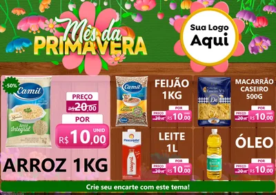 Modelo de Encarte para Encarte A4 Horizontal com o tema Mês da Primavera para Supermercado