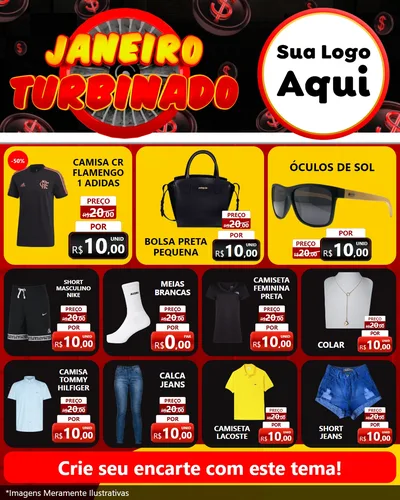 Modelo de Rede Social para Feed Instagram com o tema Janeiro Turbinado para Roupas e acessórios