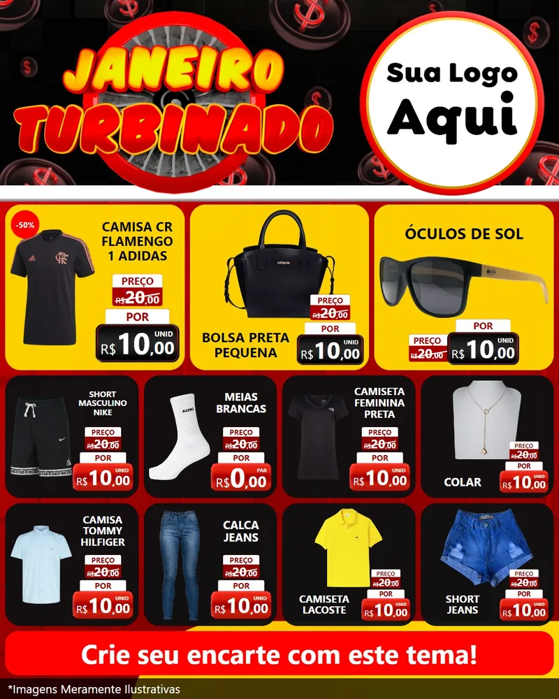 Modelo de Rede Social para Feed Instagram com o tema Janeiro Turbinado para Roupas e acessórios