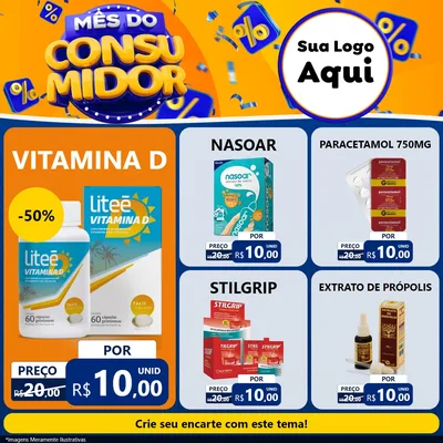 Modelo de Rede Social para Feed Facebook com o tema Mês do Consumidor para Farmácia