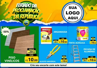 Modelo de Encarte para Encarte A4 Horizontal com o tema Feriado da Proclamação da República para Material para Construção