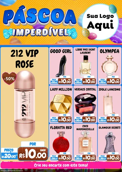 Modelo de Encarte para Encarte A4 Vertical com o tema Páscoa Imperdível para Perfumes
