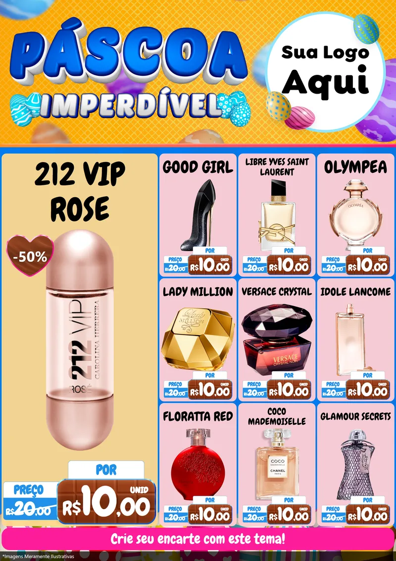 Modelo de Encarte para Encarte A4 Vertical com o tema Páscoa Imperdível para Perfumes