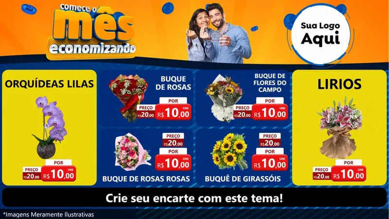 Modelo de TV para TV Horizontal com o tema Comece O Mês Economizando para Floricultura e jardim