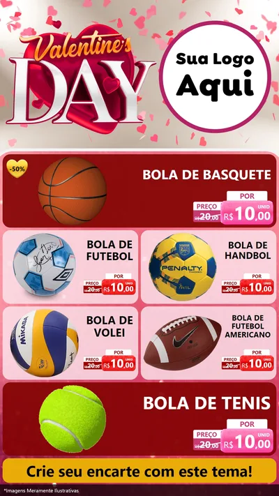 Modelo de TV para TV Vertical com o tema Valentine's Day para Artigos Esportivos