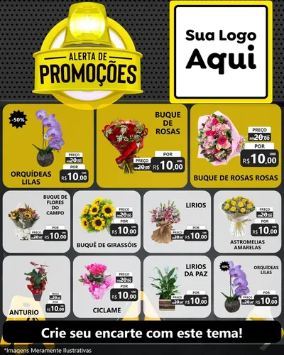 Modelo de Rede Social para Feed Instagram com o tema Alerta de Promoções para Floricultura e jardim