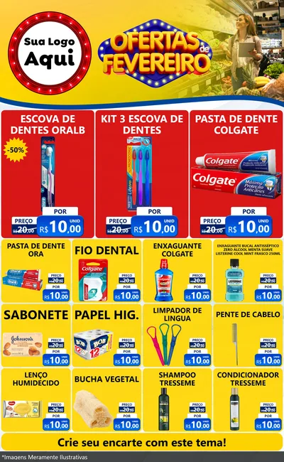 Modelo de Encarte para Encarte Grande com o tema Ofertas de Fevereiro para Higiene Pessoal