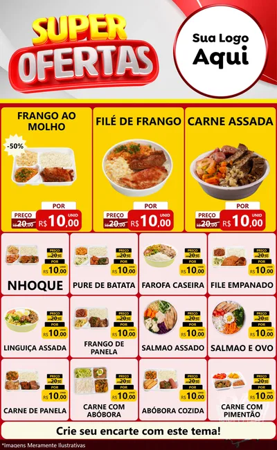 Modelo de Encarte para Encarte Grande com o tema Super Ofertas para Restaurante