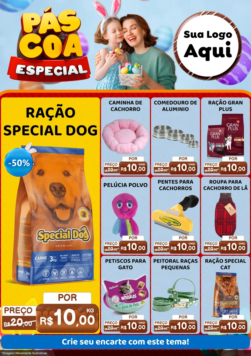 Modelo de Encarte para Encarte A4 Vertical com o tema Páscoa Especial para Pet Shop