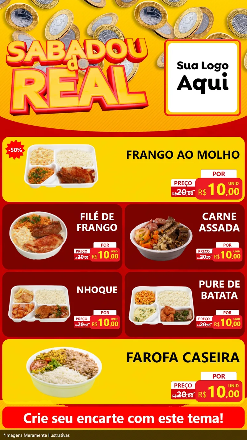 Modelo de TV para TV Vertical com o tema Sabadou do Real para Restaurante