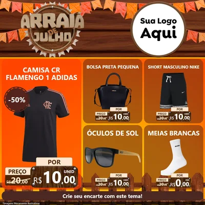 Modelo de Rede Social para Feed Facebook com o tema Arraiá de Julho - Junina para Roupas e acessórios