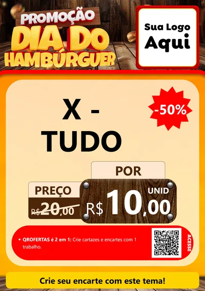 Modelo de Cartaz para Cartaz A4 Vertical com o tema Promoção dia do Hamburguer para Hamburgueria