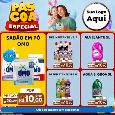 Modelo de Rede Social para Feed Facebook com o tema Páscoa Especial para Produtos de Limpeza