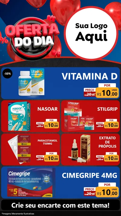 Modelo de TV para TV Vertical com o tema Oferta do Dia para Farmácia