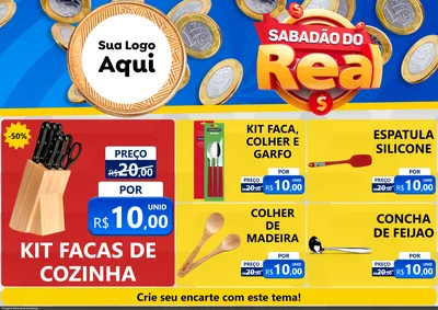 Modelo de Encarte para Encarte A4 Horizontal com o tema Sabadão do Real para Utilidades Domésticas
