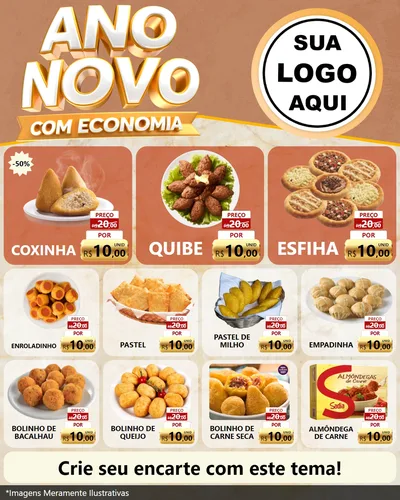 Modelo de Rede Social para Feed Instagram com o tema Ano Novo Com Economia para Salgadaria
