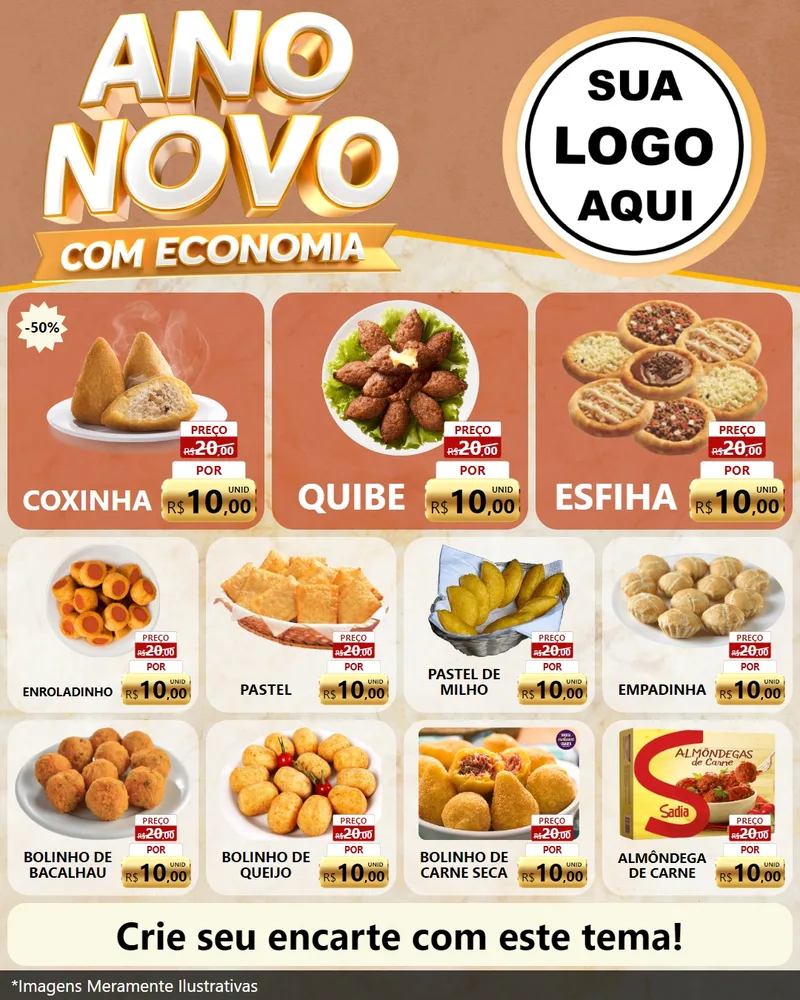 Modelo de Rede Social para Feed Instagram com o tema Ano Novo Com Economia para Salgadaria