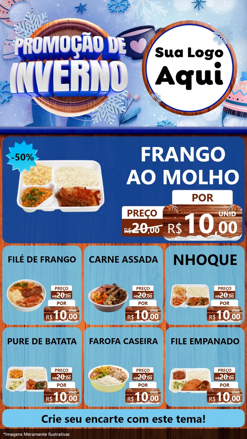 Modelo de Rede Social para Stories com o tema Promoção de Inverno para Restaurante