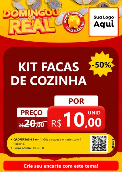 Modelo de Cartaz para Cartaz A4 Vertical com o tema Domingou do Real para Utilidades Domésticas