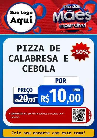 Modelo de Cartaz para Cartaz A4 Vertical com o tema Dia Das Mães Imperdível para Pizzaria