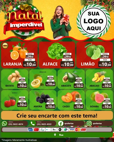 Modelo de Rede Social para Feed Instagram com o tema Natal Imperdível para Hortifrúti