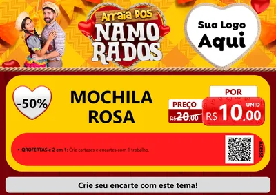 Modelo de Cartaz para Cartaz A4 Horizontal com o tema Arraiá dos Namorados para Papelaria