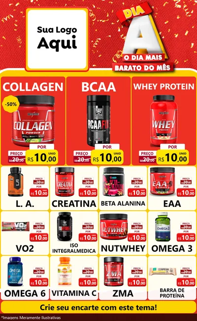 Modelo de Encarte para Encarte Grande com o tema Dia A o Dia Mais Barato do Mês para Suplementos alimentares